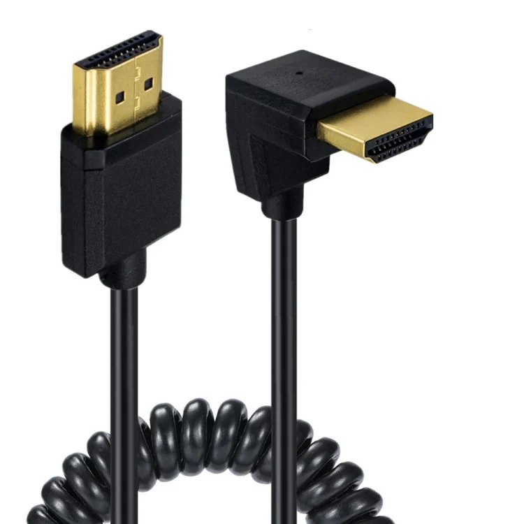 JUNSUNMAY 4K 60Hz HDMI Male to Male HDMI 2.0V Elbow Head Spring Cable