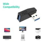ENKAY USB 3.0 Adapter 90 Degree Angle Male to Female Combo Coupler Extender Connector - Image 4