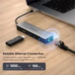 WAVLINK UHP3413 6 in 1 4K Thunderbolt 3 Type-C Devices Hub Adapter USB-C Docking Station - Image 5