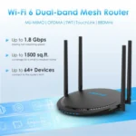 WAVLINK WN531AX2 AX1800 Dual Band Gigabit Wireless Internet Router WiFi 6 Repeater - Image 3