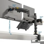 NORTH BAYOU NB H180 FP-2 Laptop Gas Spring Full Motion Dual Arm Clamp 22 - 32 inch LCD TV Monitor Desk Holder - Image 2