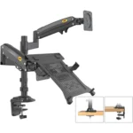 NORTH BAYOU NB H180 FP-2 Laptop Gas Spring Full Motion Dual Arm Clamp 22 - 32 inch LCD TV Monitor Desk Holder - Image 3