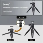JMARY MT-20 Mini Portable 360 Degree Ball Head Selfie Stick Folding Desktop Tripod Phone Holder - Image 4