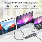 WAVLINK WL-UTD05H Thunderbolt 3 Dual 4K Mini Docking Station Converter With 2 DP to HD Adapters - Image 5