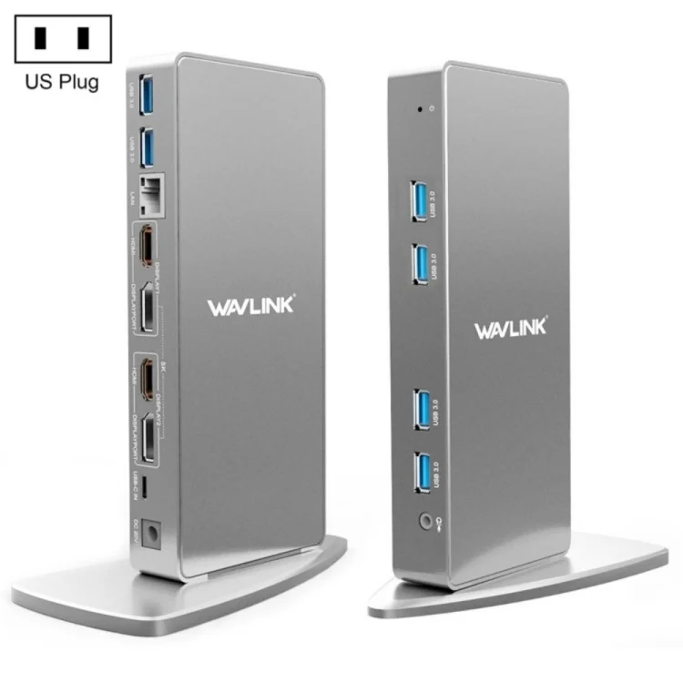 WAVLINK WL-UG69DK7 Laptops Type-C Universal Desktop Docking Station Aluminum Alloy HUB Adapter