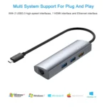 WAVLINK WL-UHP3408 USB HUB Adapter 4-in-1 Type-C to HD + 2xUSB3.0 + Gigabit RJ45 Docking Station - Image 7