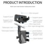 H23-8 New Multifunction Rearview Mirror Phone Holder Rotatable Retractable Phone Mount - Image 6