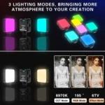 VLOGLITE W64RGB Dimmable RGB LED Pocket Fill Light 20 Modes Live Broadcast Video Light - Image 8