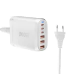 GaN PD100W Type-C x 3 + USB x 3 Multi Port Laptop Adapter, White