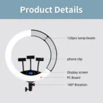 JMARY FM-19RS Photography LED Ring Fill Light 19-inch Touch Control Beauty Light - Image 4
