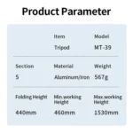 JMARY MT-39 Multifunction Live Streaming DSLR Camera Stand Holder Phone Clamp Tripod - Image 8