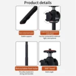 JMARY MT-29 Mini Extendable Live Streaming Desktop Tripod Selfie Stick Camera Phone Holder - Image 5