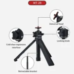 JMARY MT-29 Mini Extendable Live Streaming Desktop Tripod Selfie Stick Camera Phone Holder - Image 9