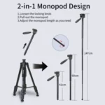JMARY KP-2274 5-section Adjustable Monopod Multi-function Outdoor Photography Tripod - Image 3