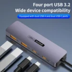 T-508 4-in-1 Type-C Docking Station USB 3.2 Hub Notebook Tablet Smartphone Splitter Converter - Image 3