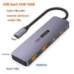 T-508 4-in-1 Type-C Docking Station USB 3.2 Hub Notebook Tablet Smartphone Splitter Converter - Image 7