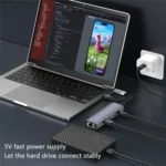 T513 USB-A / Type-C to USB3.0 x 3 + USB-C + Gigabit Laptop Adapter Docking Station - Image 4