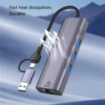 T513 USB-A / Type-C to USB3.0 x 3 + USB-C + Gigabit Laptop Adapter Docking Station - Image 5
