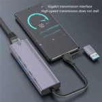 T513 USB-A / Type-C to USB3.0 x 3 + USB-C + Gigabit Laptop Adapter Docking Station - Image 6