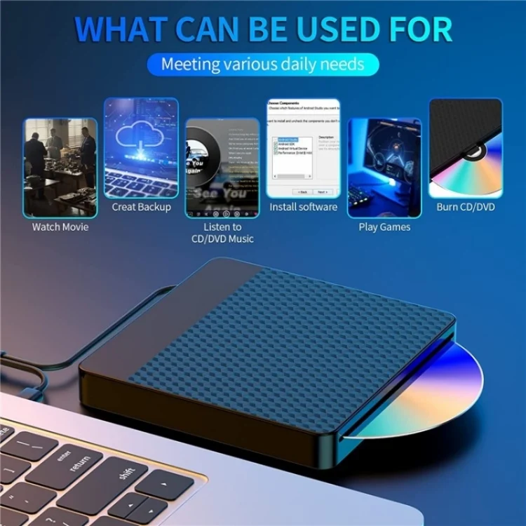 SYA0025994_3.webp X001 USB 3.0+Type-C Disc Player External Optical Drive CD / DVD Burner Reader - Image 4