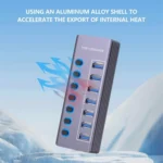 U307 Aluminum Alloy 7-Ports Splitter 5Gbps High Speed USB 3.0 Hub with Independent Switch - Image 5
