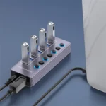 U307 Aluminum Alloy 7-Ports Splitter 5Gbps High Speed USB 3.0 Hub with Independent Switch - Image 2