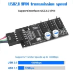 YNS-02 Extension Cable Card Motherboard USB 2.0 9-pin to 3x 9-pin Adapter - Image 2
