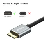 ENKAY USB 3.0 A to USB 3.0 Micro B 5Gbps Data Camera Hard Drive Cable - Image 2