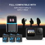 GP-910 3-Battery Charging Box Storage Case For GoPro HERO12 Black /11 Black /10 Black /9 Black - Image 3
