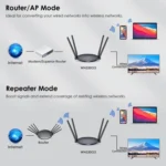 WAVLINK WN530G3 4x 5dBi Foldable Antenna AC1200 Dual Band Wireless Repeater Router - Image 6