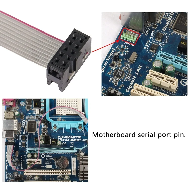 SYA0026513_3.webp JUNSUNMAY DB9 9Pin Male to IDC 10Pin Female Ribbon Cable RS232 Serial Header Flat Cable, 28cm - Image 4