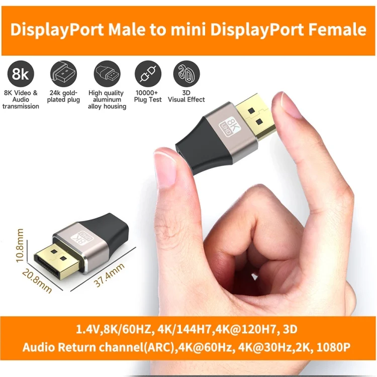 SYA0026516_3.webp JUNSUNMAY 8K 60Hz Male Displayport to Female Mini Displayport Adapter DP Converter - Image 4
