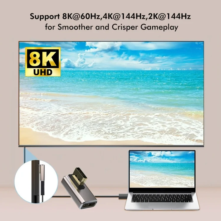SYA0026546_B2.webp JUNSUNMAY 8K@60Hz PD1.4 Male Displayport to Female Displayport Adapter Converter - Image 3