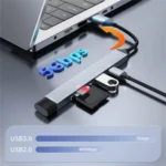 ADS-806A 5-in-1 Card Reader USB-A to USB3.0 + USB2.0 + Type-C + SD/TF Slot USB Hub - Image 4