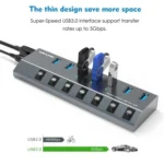 WAVLINK UH3076 5Gbps 7-port USB 3.0 Hub with Independent Switch and LED Indicator - Image 7
