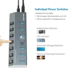 WAVLINK UH3076 5Gbps 7-port USB 3.0 Hub with Independent Switch and LED Indicator - Image 8