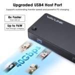 WAVLINK UTD22 Support 96W Laptop Charging USB4 Docking Station Dual Monitor USB-C Hub - Image 4