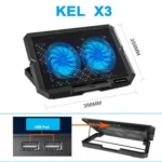 X3 Dual 14cm Fans 7-speed USB Powered Height Adjustable Laptop Cooling Pad - Image 6