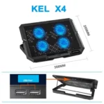 X4 4 Fan 7-Speed Control Noiseless Height Adjustable Stand Laptop Cooling Pad - Image 6
