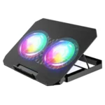 N33 RGB Dual Fans Cooling Pad Adjustable Height Laptop Stand with Phone Holder - Image 2