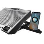 S608 RGB Light 8 Silent Fans Adjustable Height Stand Laptop Cooling Pad with Phone Holder - Image 5
