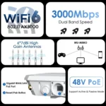 WAVLINK WN588HX3 AX3000 Outdoor WiFi Extender with 6 Antennas Dual Band WiFi Repeater - Image 12
