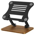 J32 Foldable Wood Base Desktop Metal Phone Holder Adjustable Laptop Stand