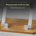 J32 Foldable Wood Base Desktop Metal Phone Holder Adjustable Laptop Stand - Image 3