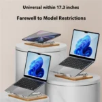 J32 Foldable Wood Base Desktop Metal Phone Holder Adjustable Laptop Stand - Image 6