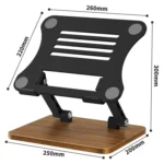 J32 Foldable Wood Base Desktop Metal Phone Holder Adjustable Laptop Stand - Image 8