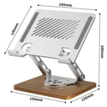 J27 Desktop Foldable Rotating Wooden Base Tablets Laptops Metal Cooling Holder - Image 7