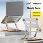 J31 Foldable 360-Degree Rotating Laptop Metal Wood Cooling Stand - Image 2