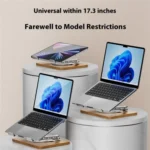 J31 Foldable 360-Degree Rotating Laptop Metal Wood Cooling Stand - Image 7