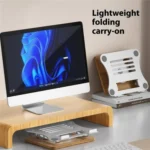 J31 Foldable 360-Degree Rotating Laptop Metal Wood Cooling Stand - Image 8